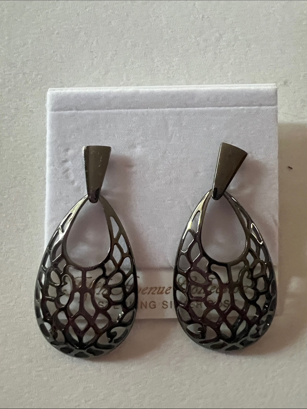 Hematite Filigree Teardrop Earrings - Women Jewelry